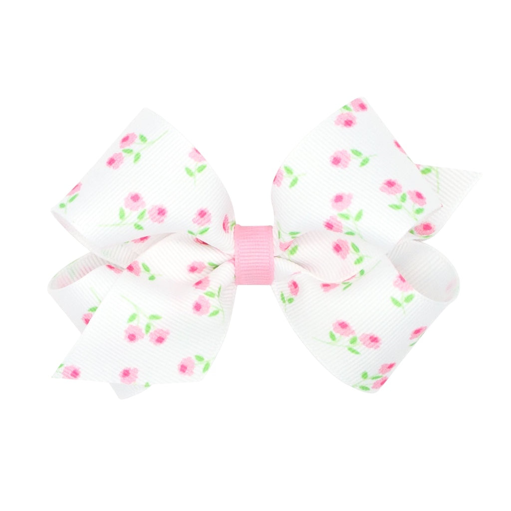 Medium Rose Printed Grosgrain Bow
