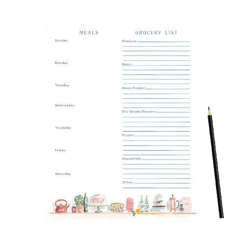 Kitchen Shelves Menu Planning Notepad