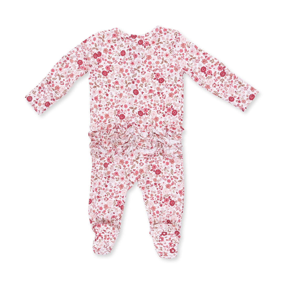 Serene Floral Ruffle 2 Way Zipper Footie