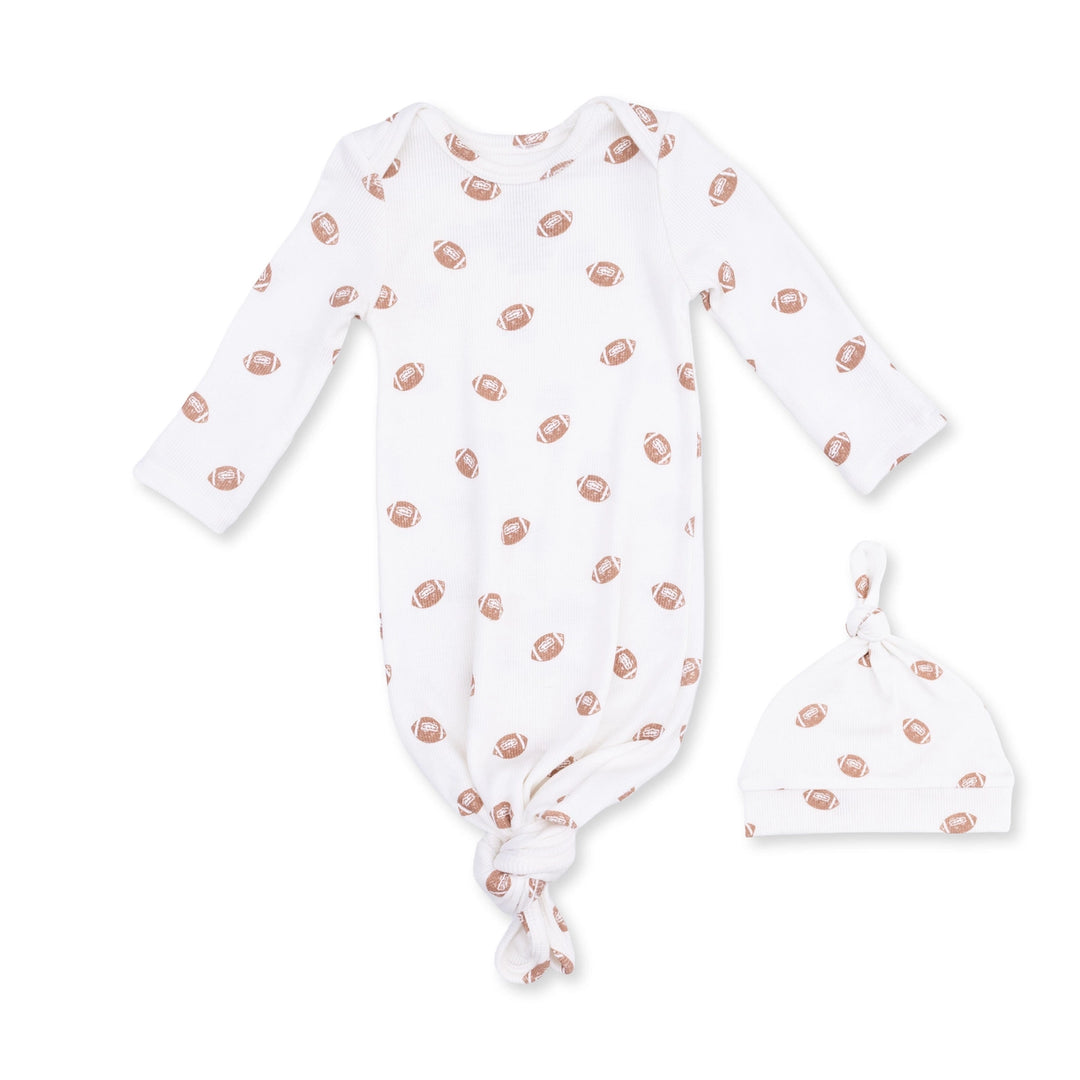 Mini Footballs Knotted Gown &amp; Hat Set