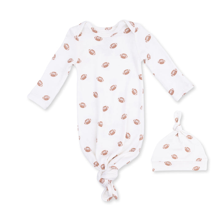 Mini Footballs Knotted Gown &amp; Hat Set