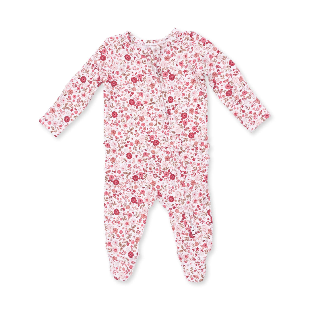 Serene Floral Ruffle 2 Way Zipper Footie