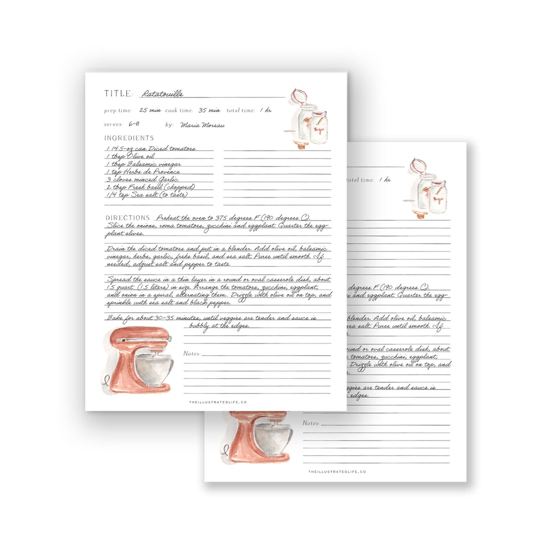 recipe card binder pages Recipe Binder Filler Pages – The Cotton Market