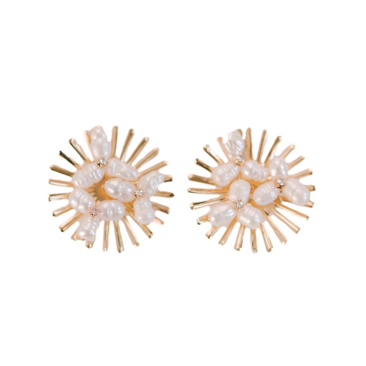 Sunburst Pearl Stud Earrings