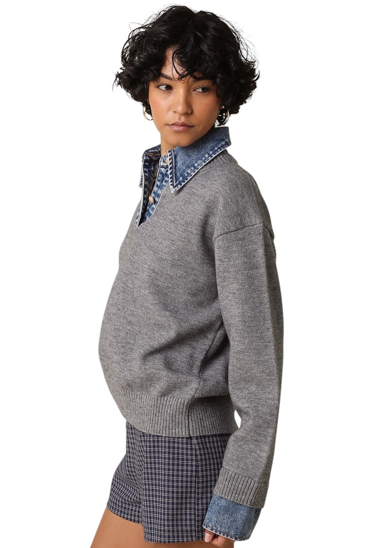 Emely Denim Collar Sweater