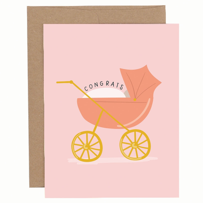 Pink Baby Carriage Card