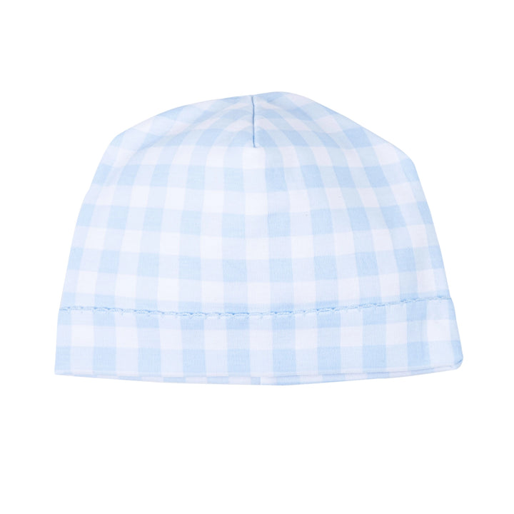 Blue Checks Newborn Hat