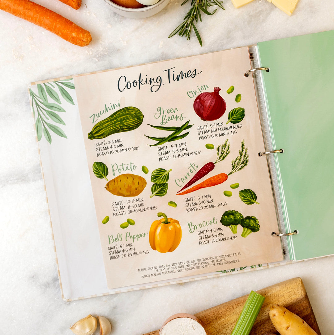 Beige Gingham Recipe Binder