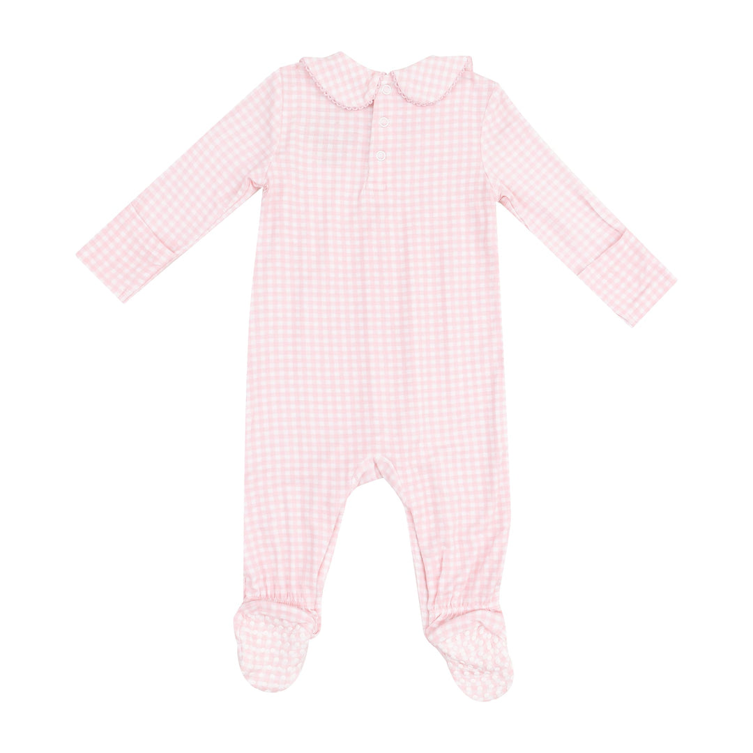 Mini Pink Gingham Peter Pan Footie