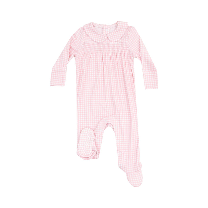 Mini Pink Gingham Peter Pan Footie