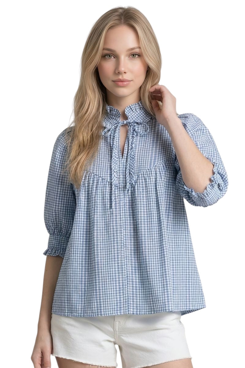 Ashby Gingham Puff Sleeve Top