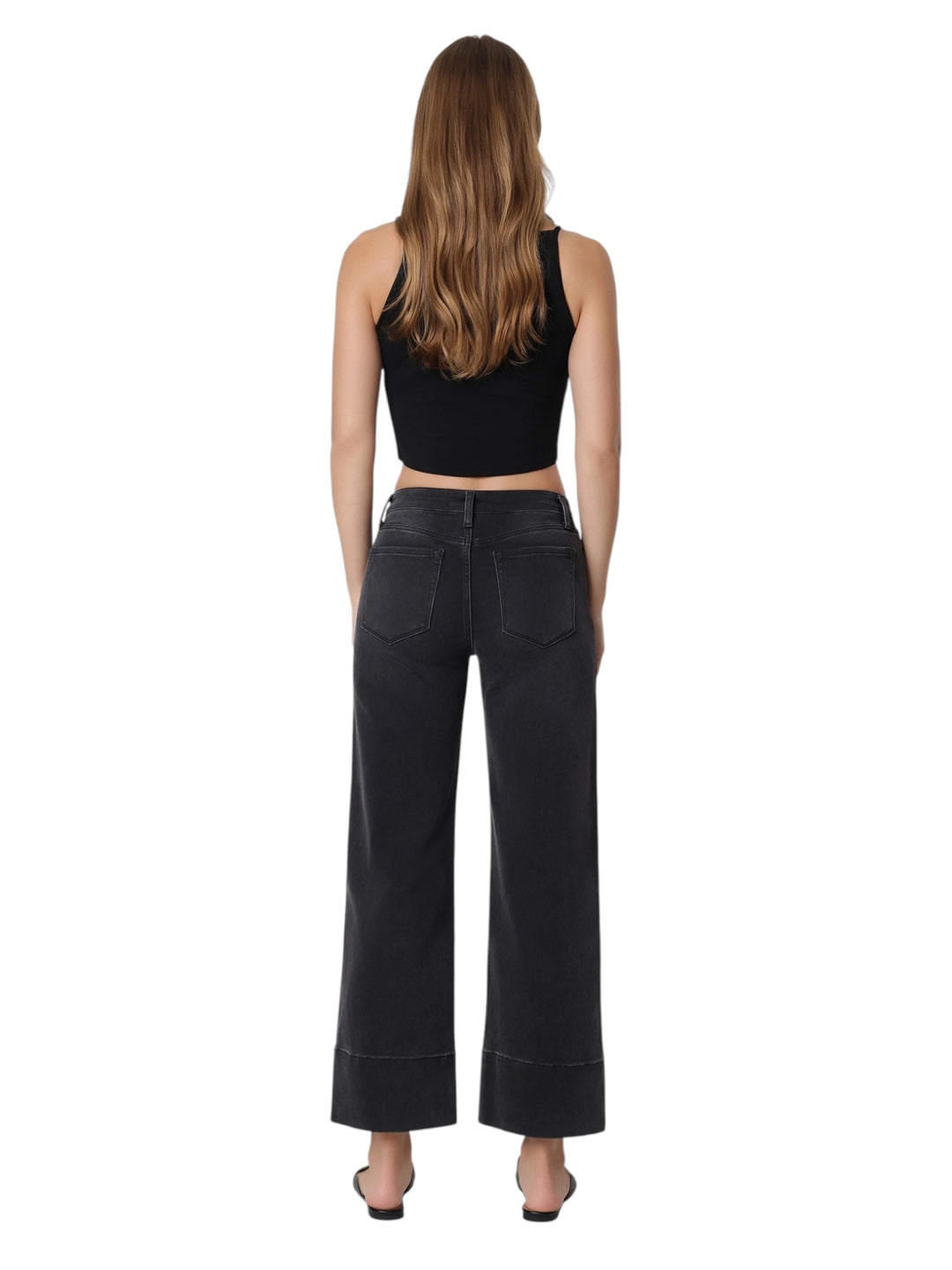 High Rise Pintuck Black Jeans