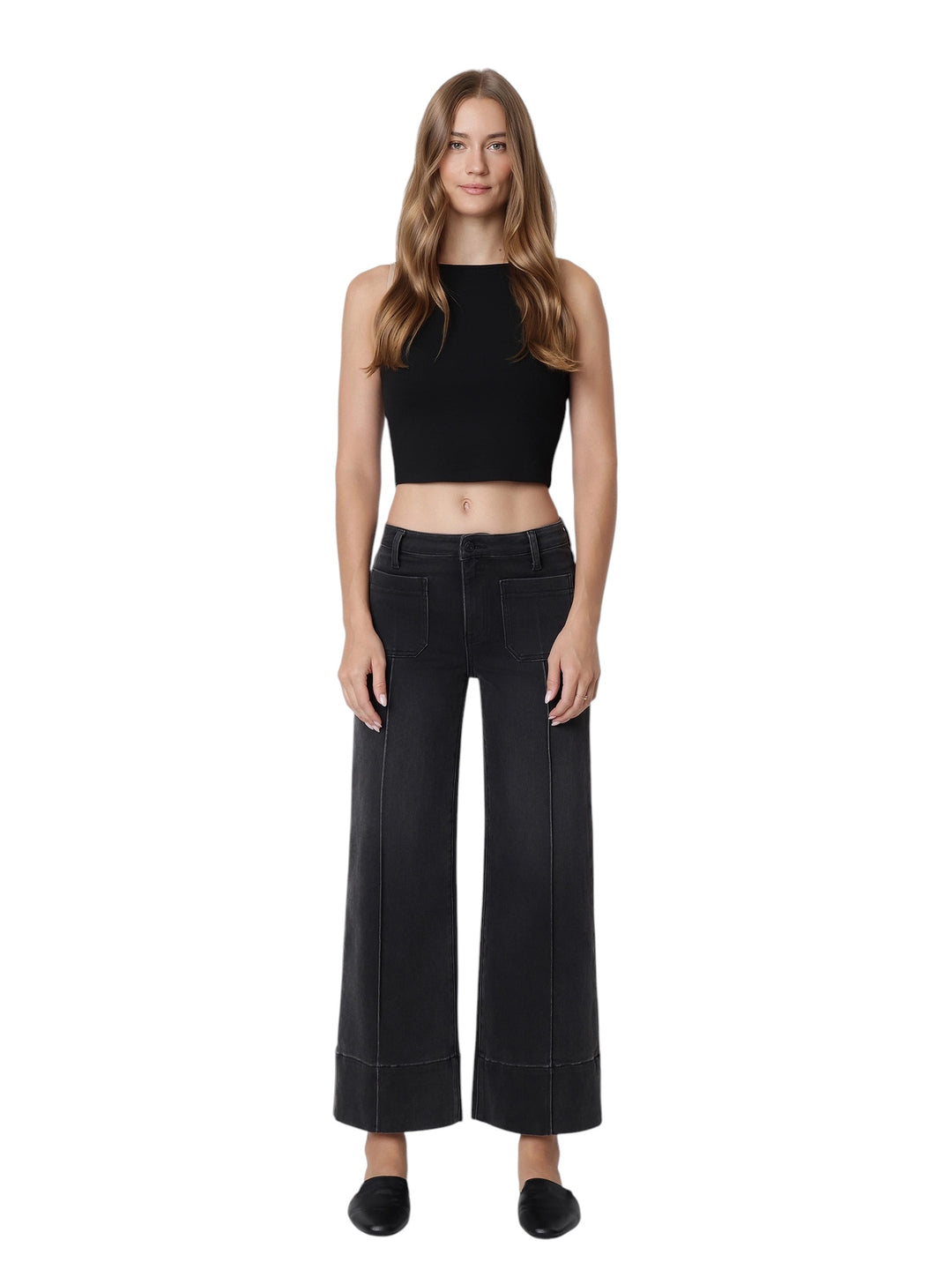 High Rise Pintuck Black Jeans