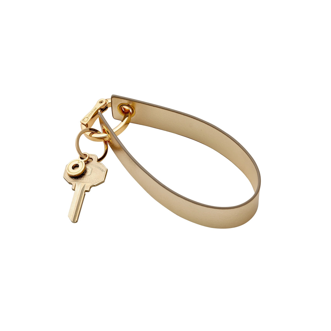 Gold Leather Loop Wristlet Keychain