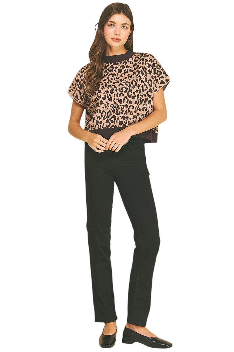Sullivan Leopard Cap Sleeve Sweater