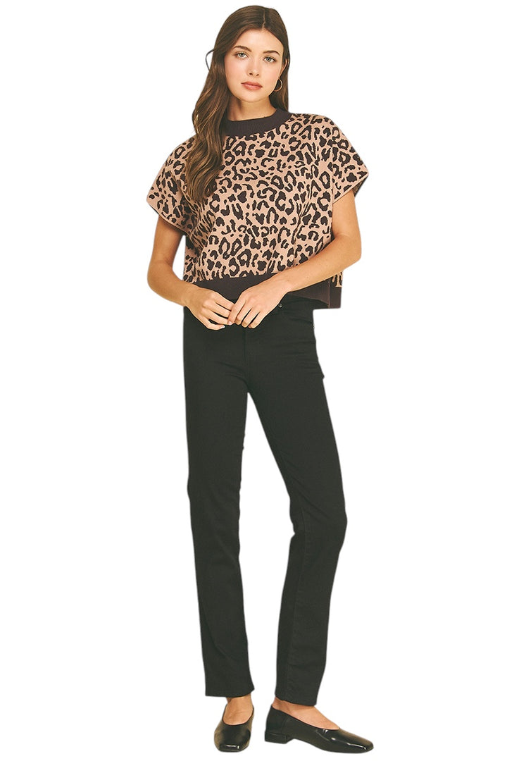 Sullivan Leopard Cap Sleeve Sweater