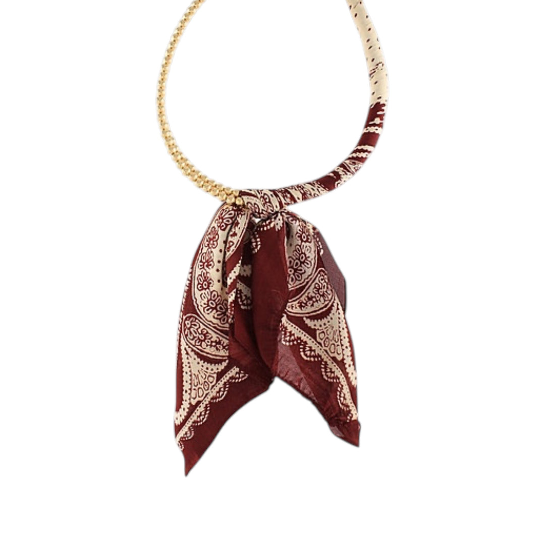 Scarf Wrapped Double Ball Necklace