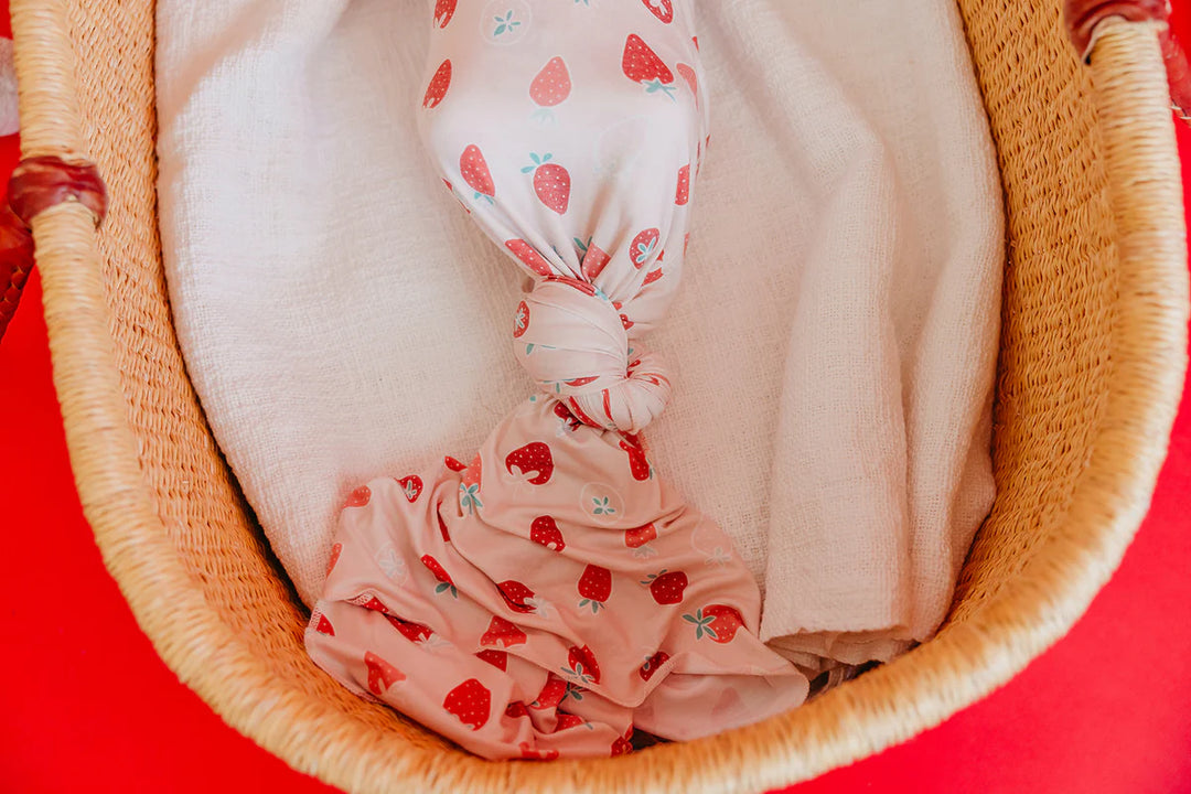 Strawberry Knit Swaddle Blanket