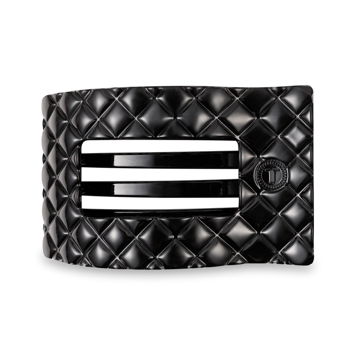 Jet Black Quilted Large Flat Rectangle Teleties Clip
