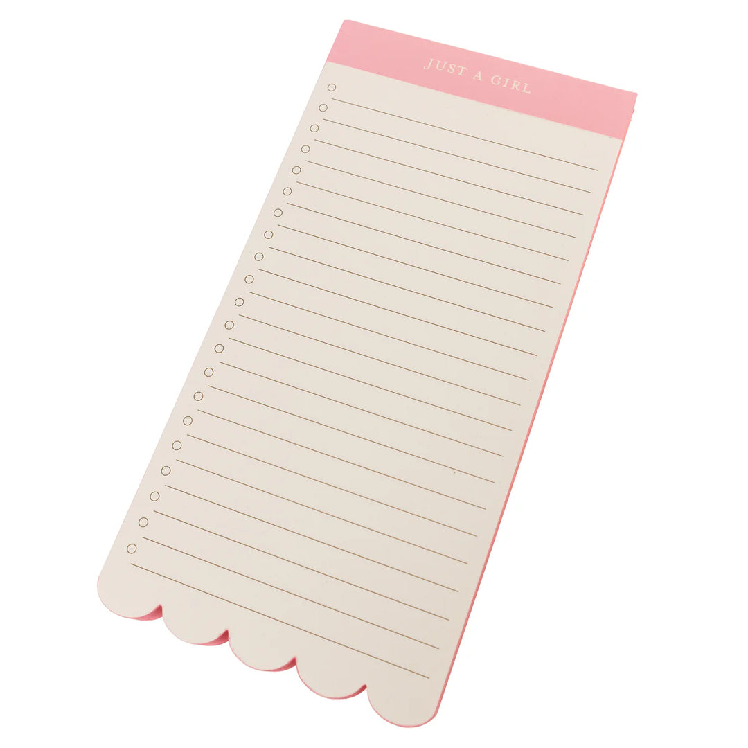 Just A Girl Scalloped Notepad