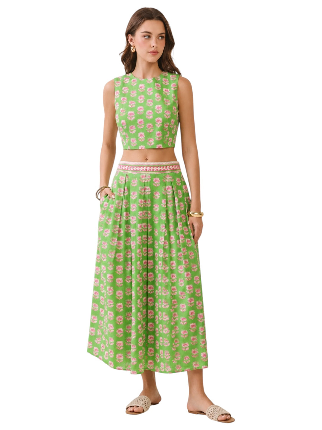 Simmons Block Print Skirt Set
