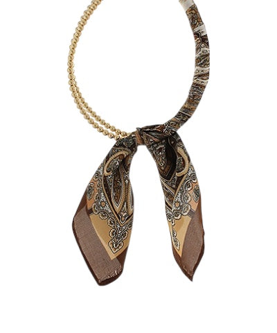 Scarf Wrapped Double Ball Necklace