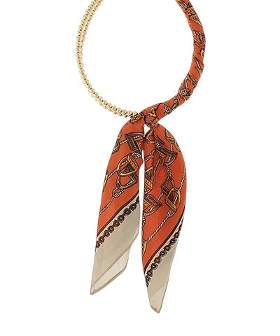Scarf Wrapped Double Ball Necklace