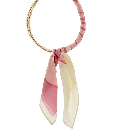 Scarf Wrapped Double Ball Necklace