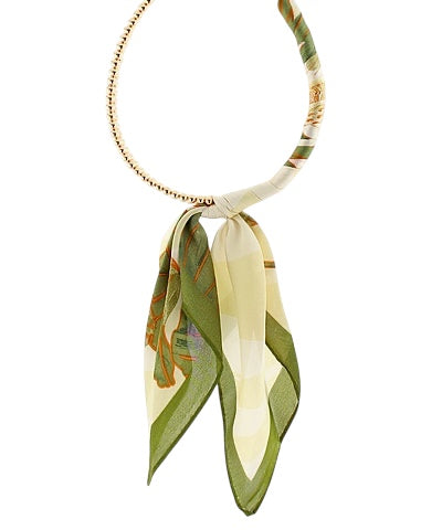 Scarf Wrapped Double Ball Necklace
