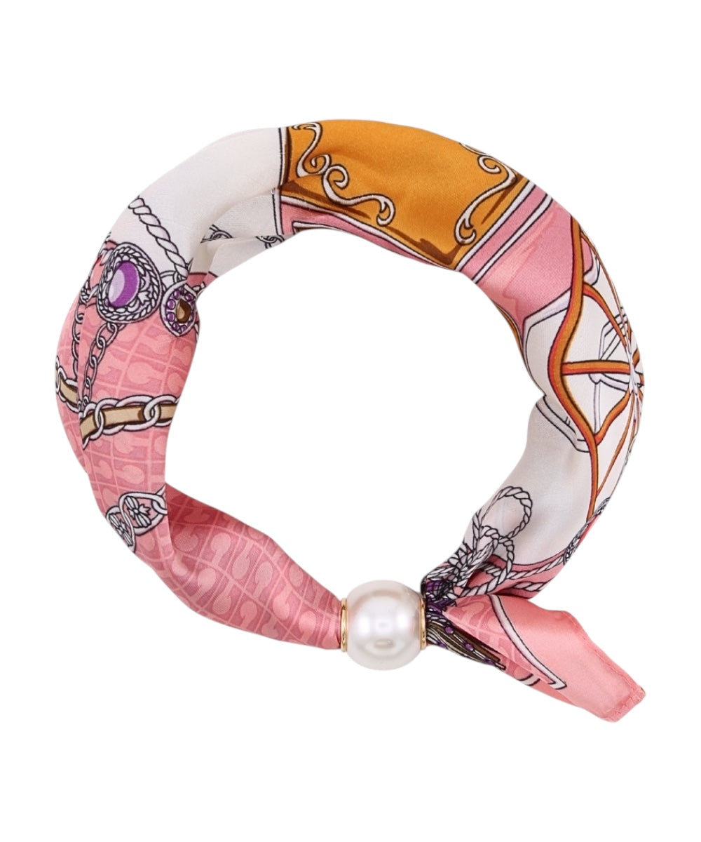 Printed Magnetic Pearl Scarf Necklace