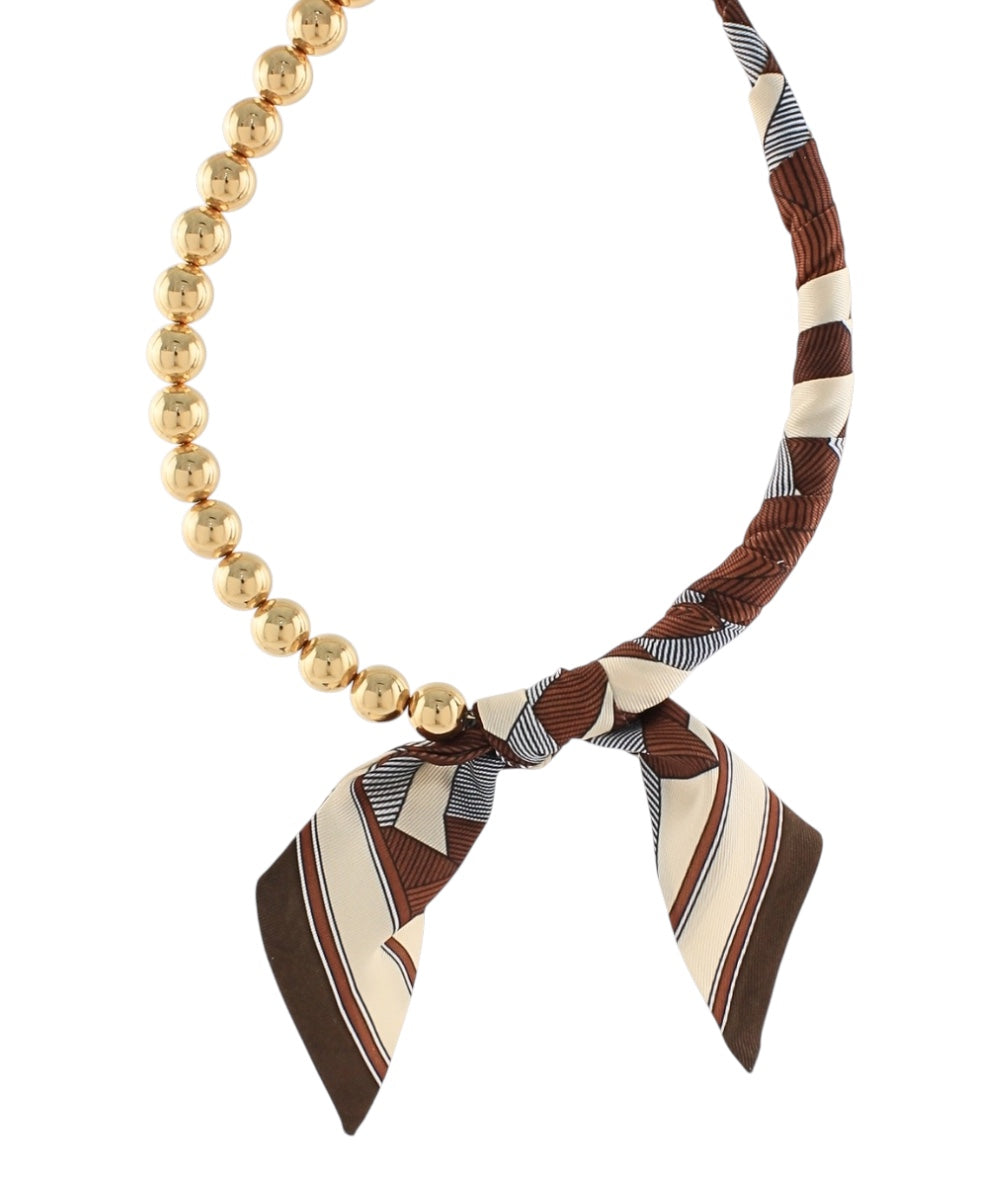 Scarf Wrapped Ball Necklace