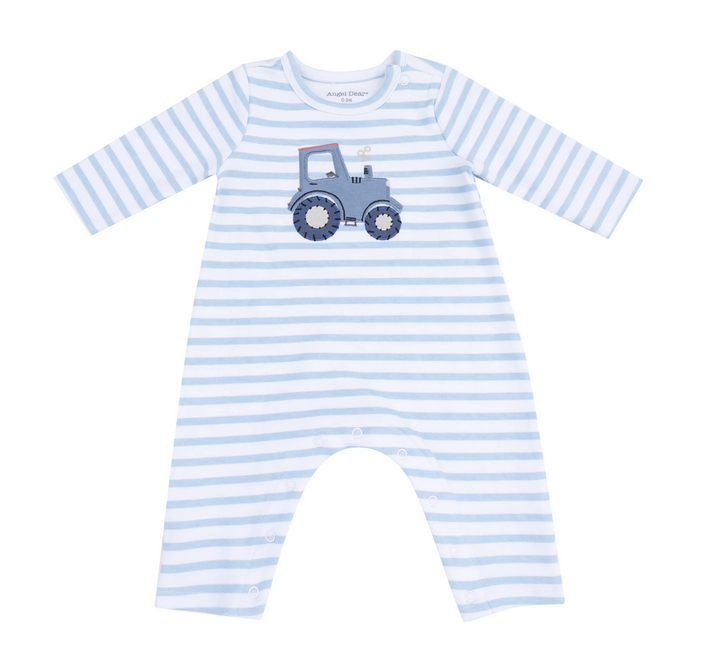 Tractor Applique Long Sleeve Snap Romper