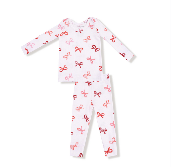 Candy Cane Bows Ribbed Loungewear Set