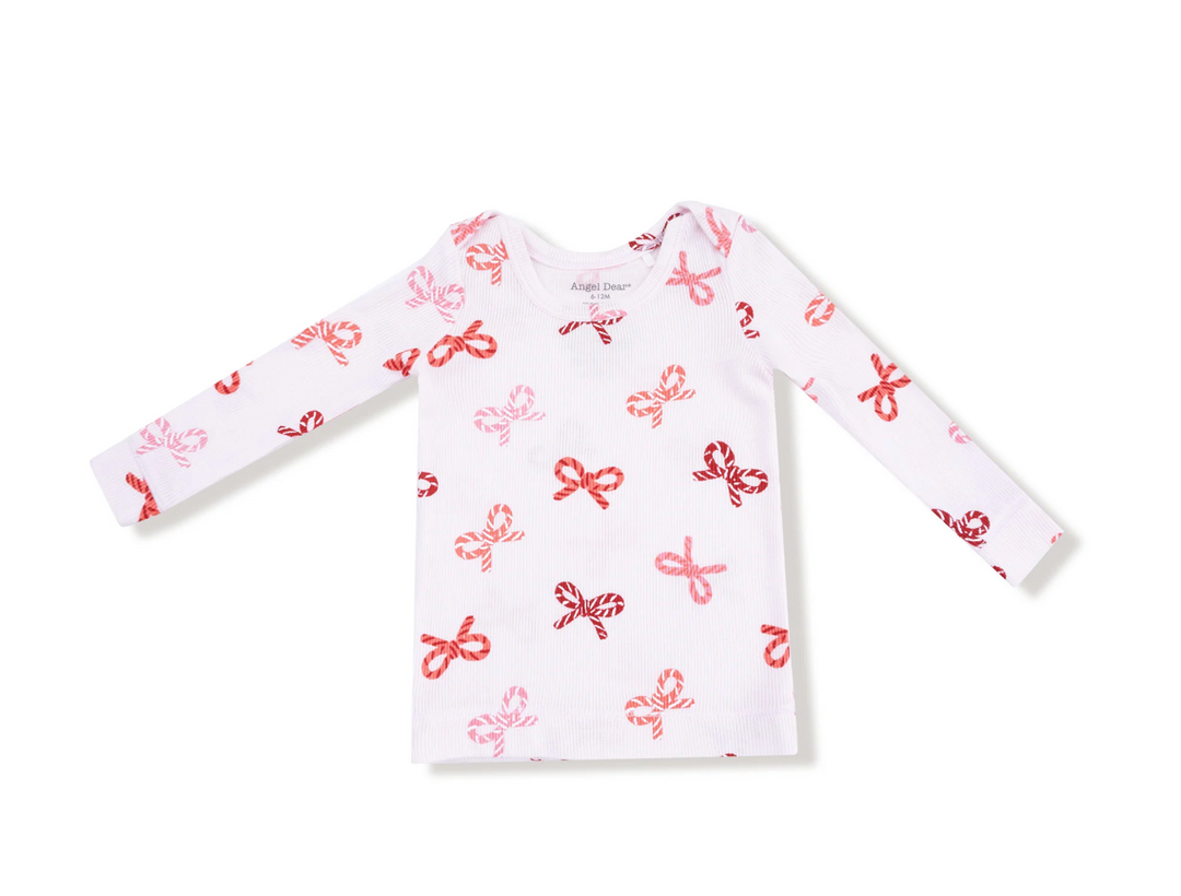 Candy Cane Bows Ribbed Loungewear Set