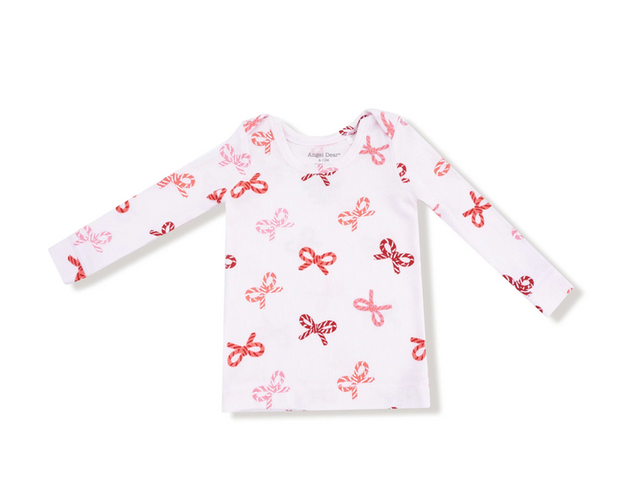 Candy Cane Bows Ribbed Loungewear Set