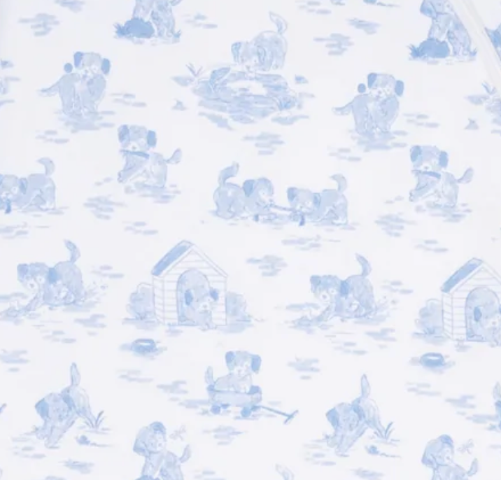 Puppy Toile Blue Sleep Bag