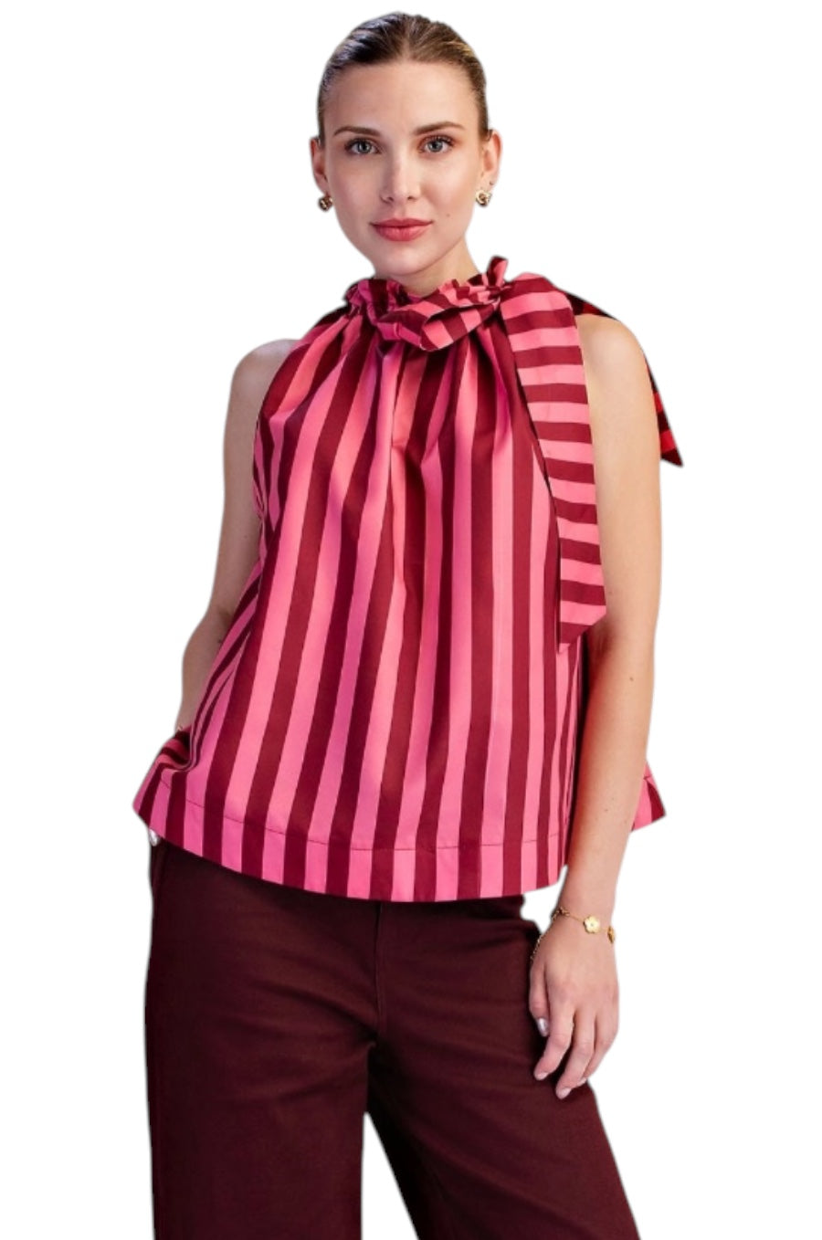 Dunner Tie Neck Sleeveless Top