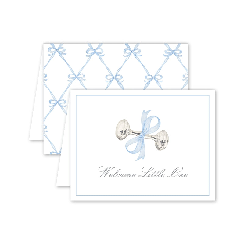 Blue Bow Rattle Card