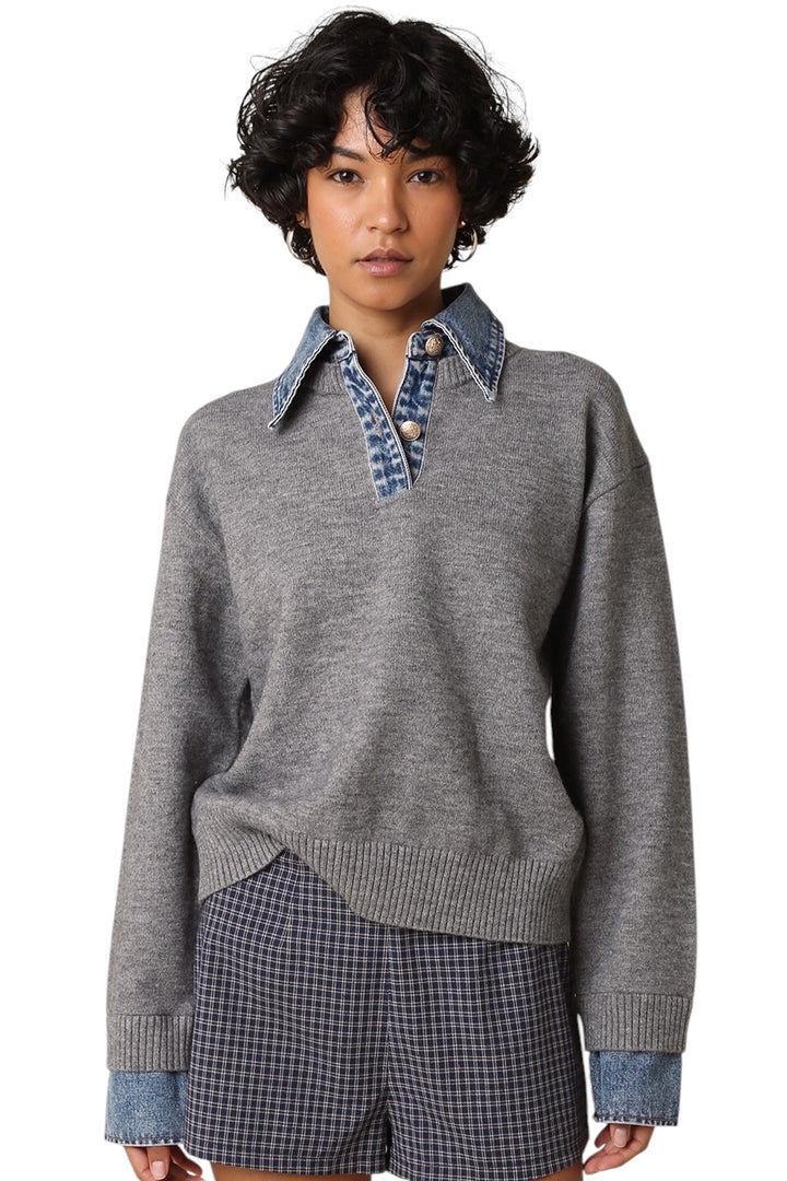 Emely Denim Collar Sweater