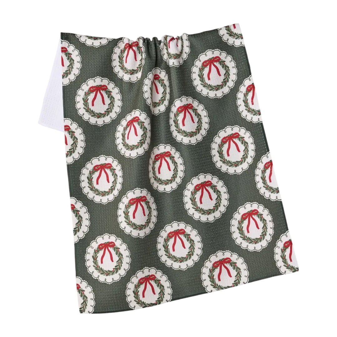 Merry Wreaths Tea Towel