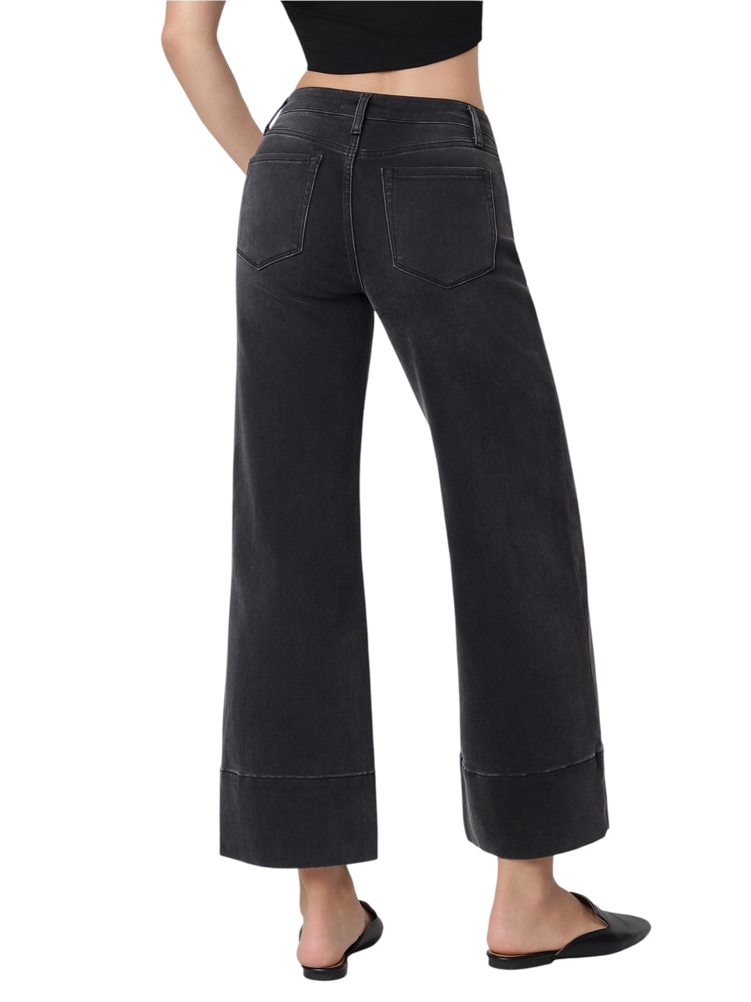 High Rise Pintuck Black Jeans