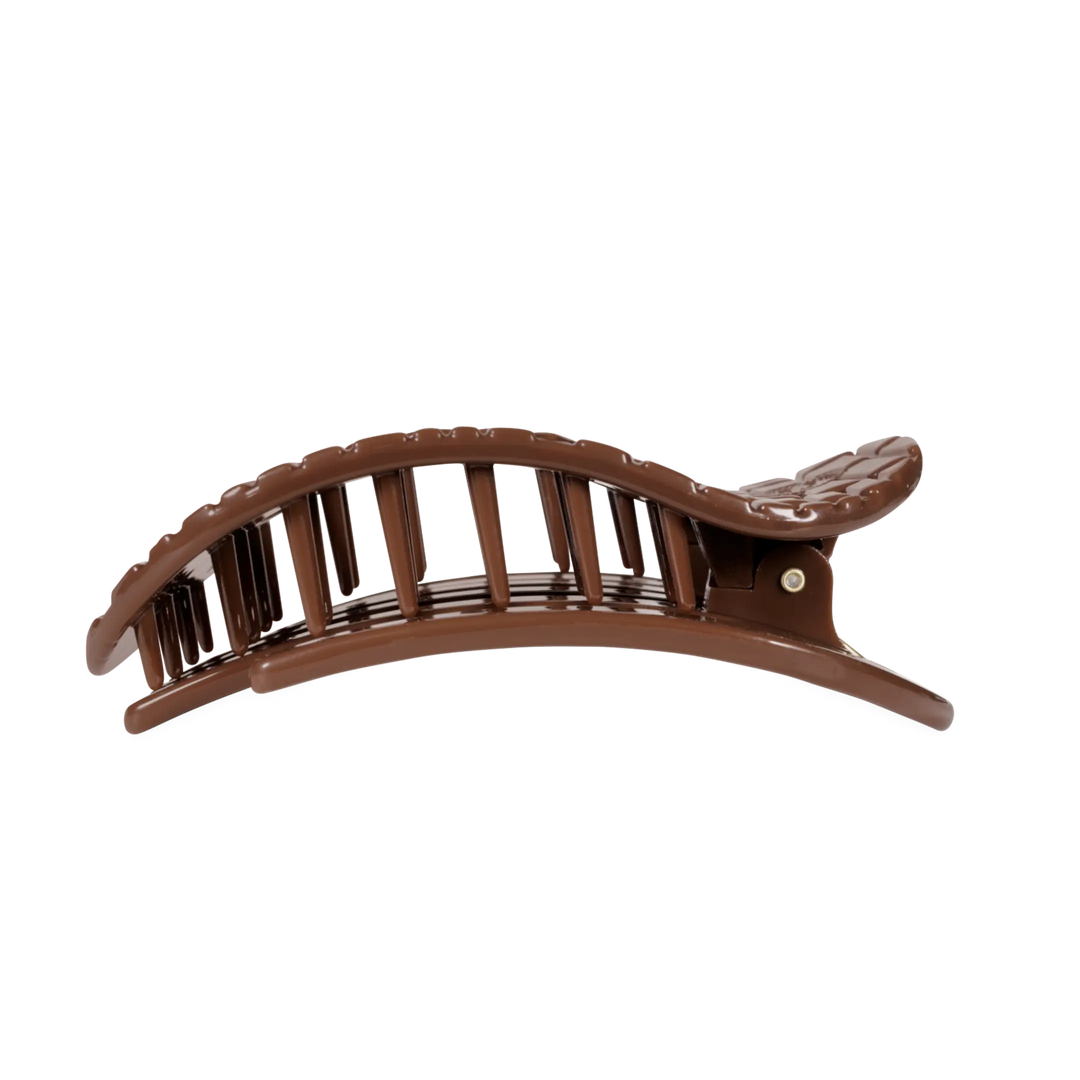 Brown Crocodile Large Flat Round Teleties Clip