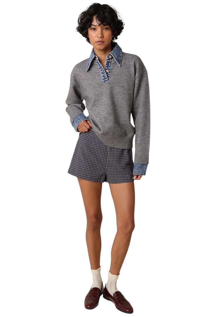 Emely Denim Collar Sweater