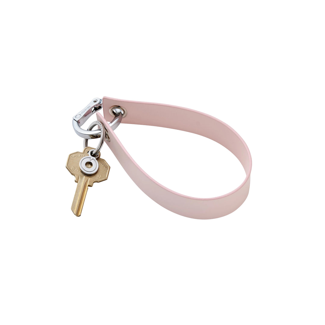 Pink Leather Loop Wristlet Keychain