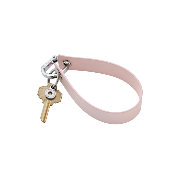 Pink Leather Loop Wristlet Keychain
