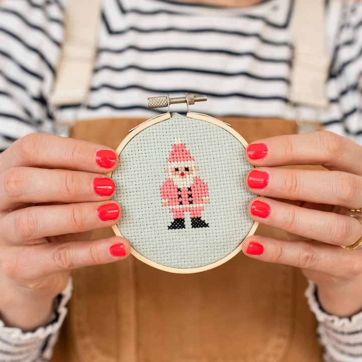 Pink Santa Cross Stitch Kit