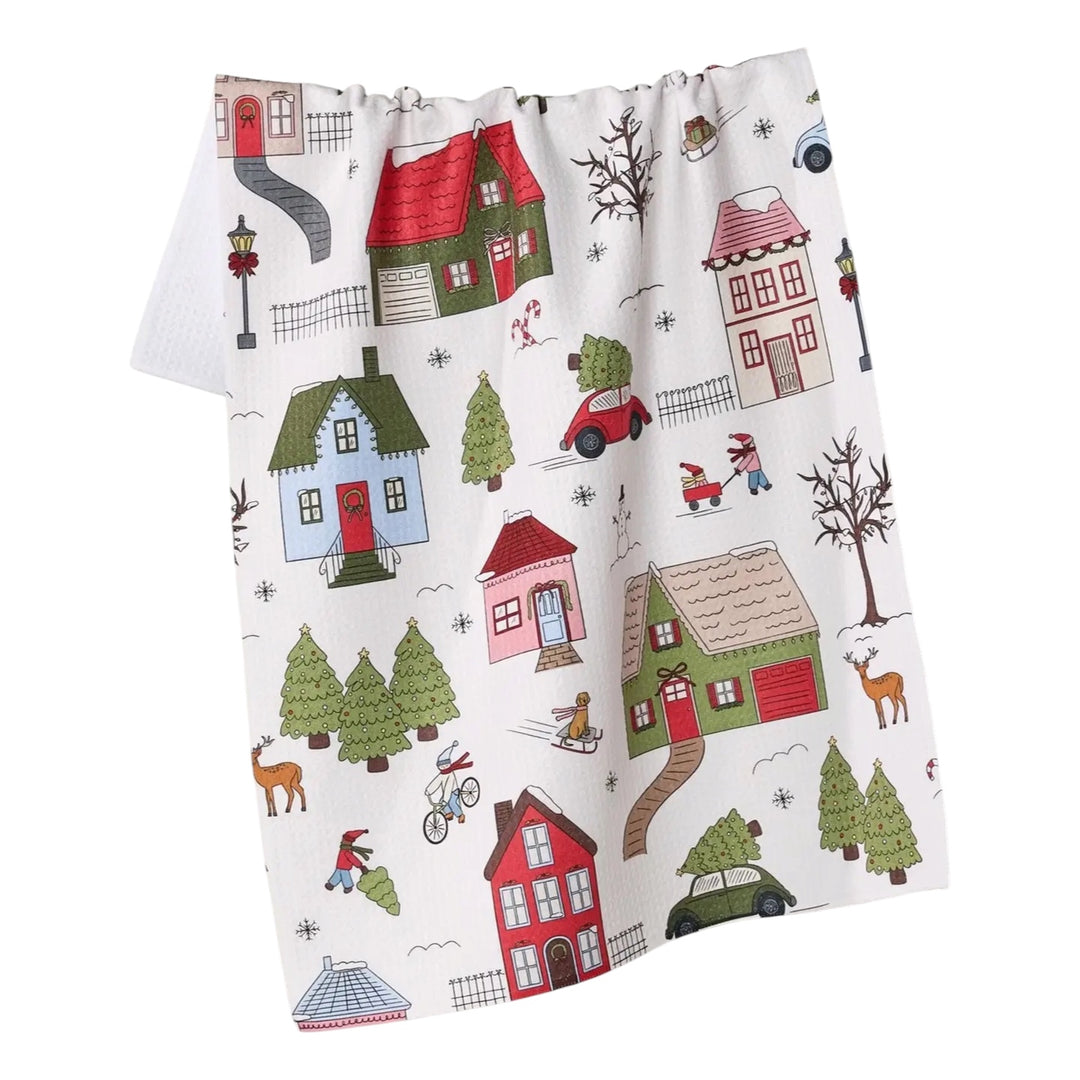 Winter Village Tea Towel