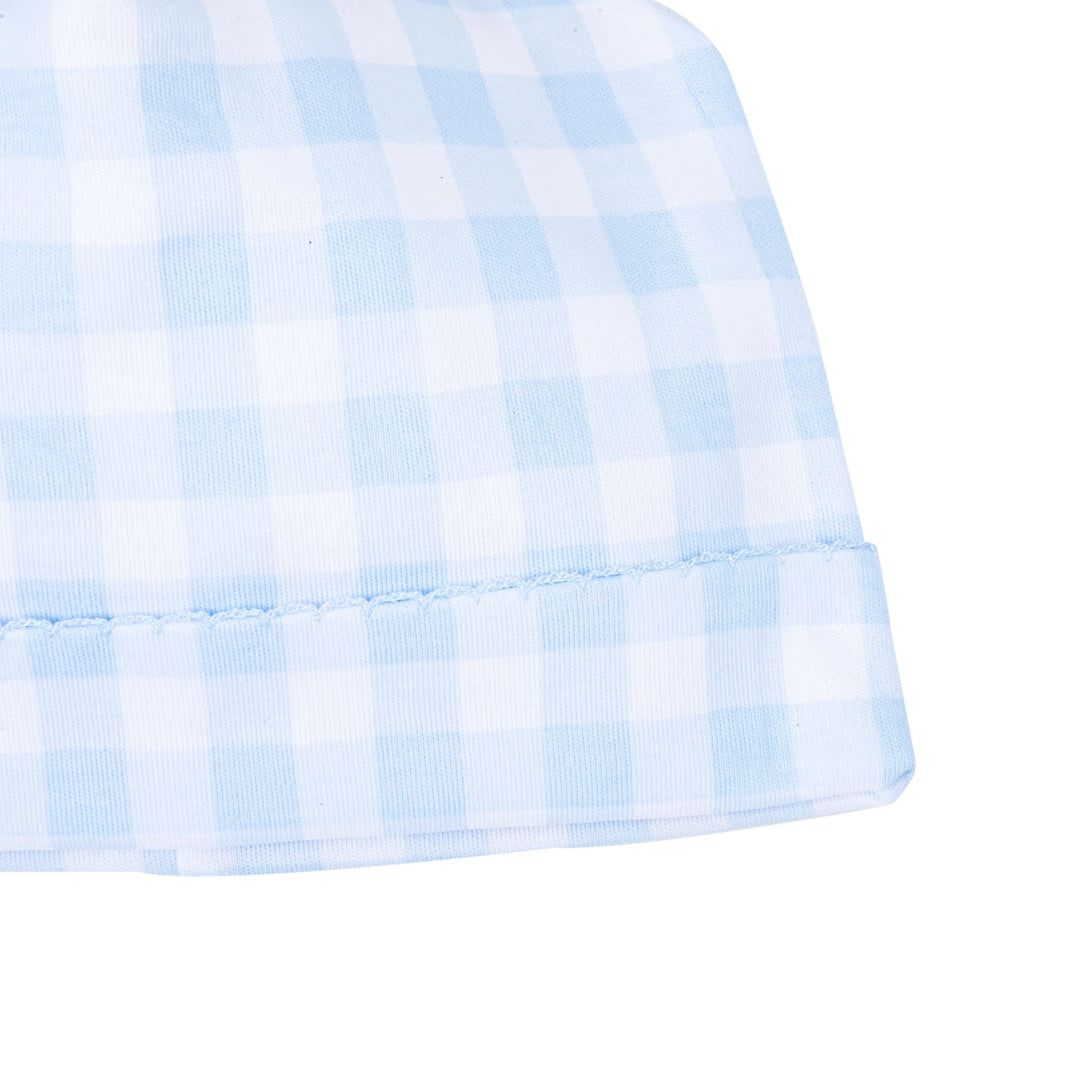 Blue Checks Newborn Hat