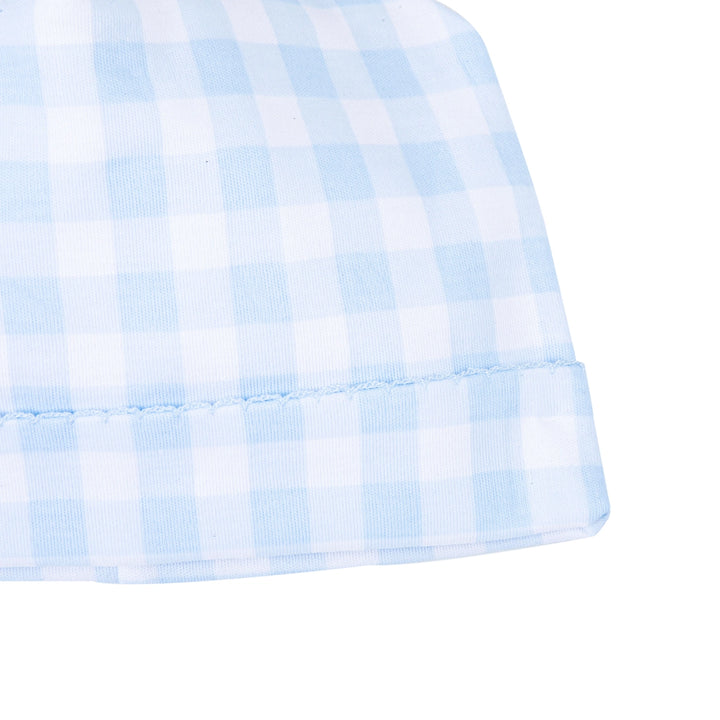 Blue Checks Newborn Hat