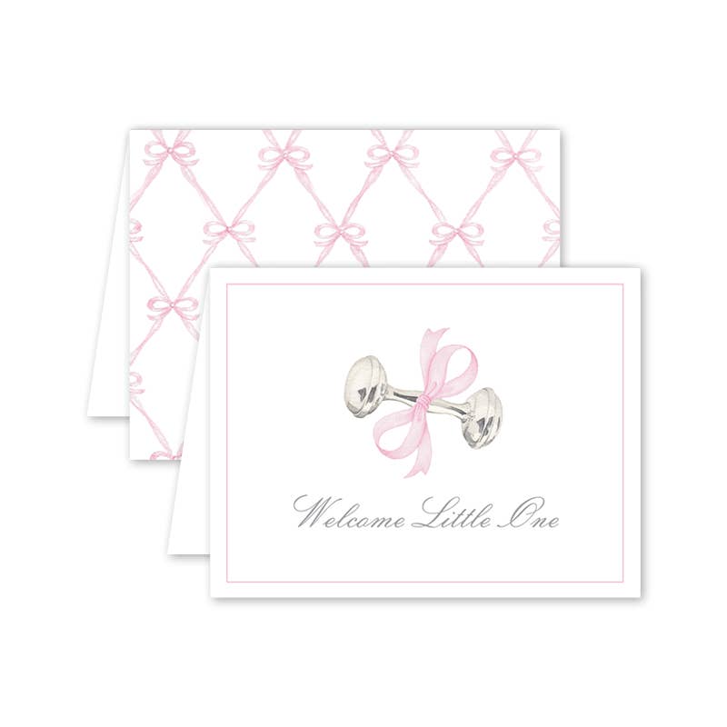 Pink Bow Rattle Card